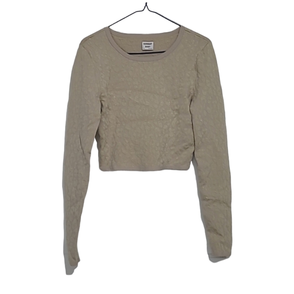 Aritzia Sunday Best Volpe Beige Metallic Gold Sweater